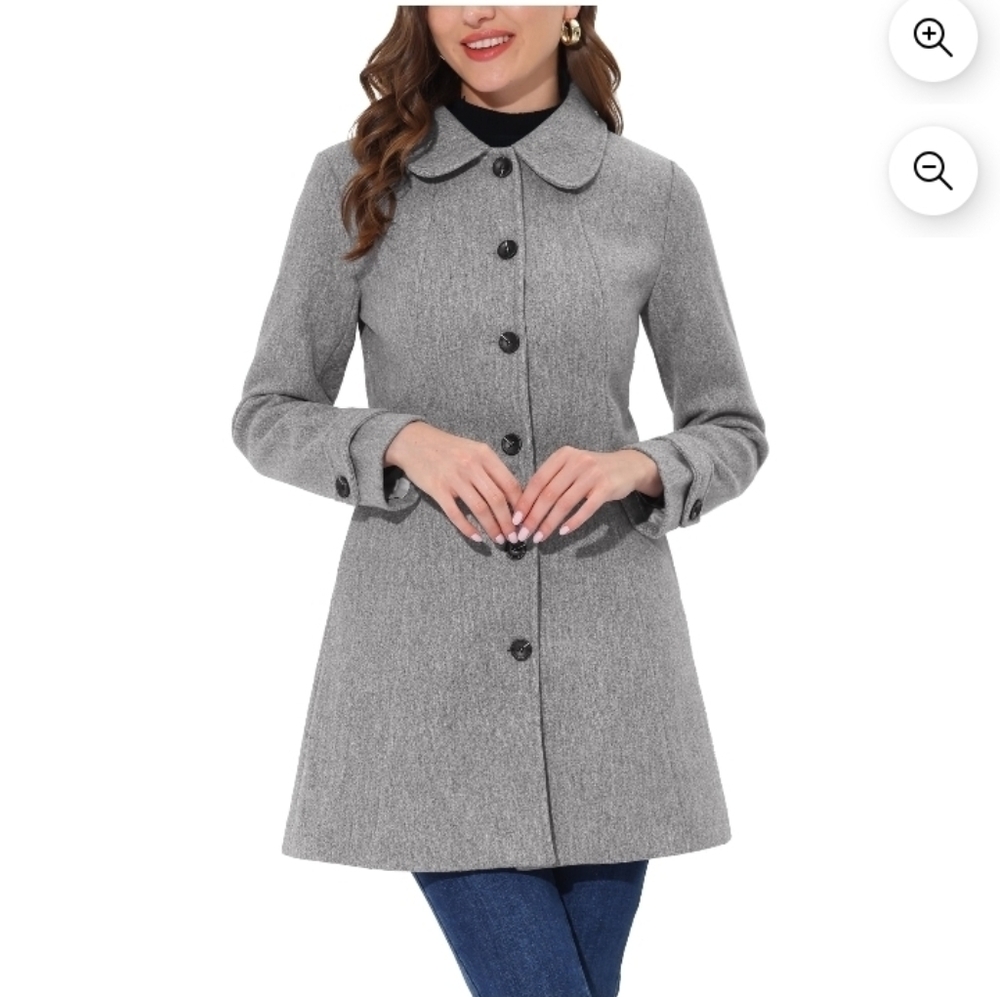 Allegra K Women's Gray Pea Coat
